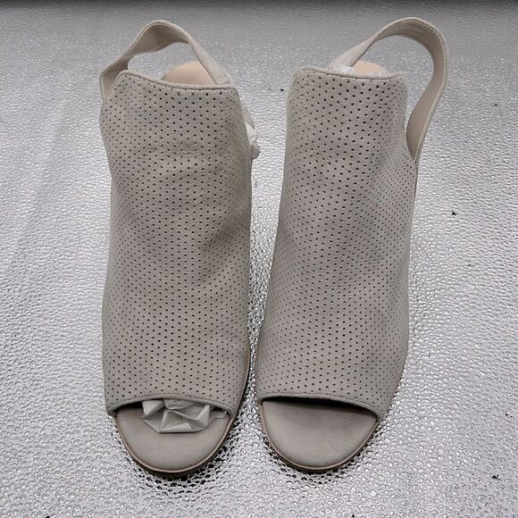 Cole Haan Calista sesame perforated suede block heel shoes - Picture 1 of 11